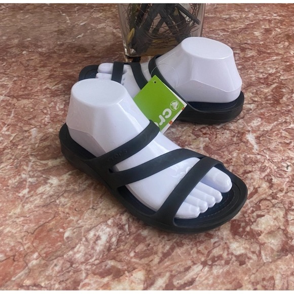 CROCS Shoes - NWT Crocs Swiftwater Women's Black Slip-On Comfort‎ Slide Sandals Size 7